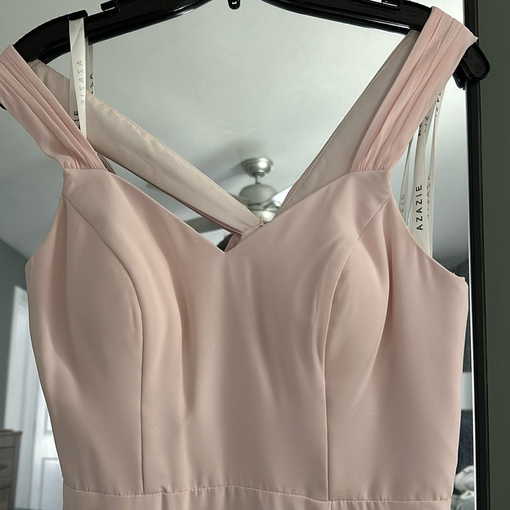 Azazie Jane dress in blushing pink